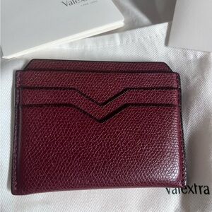 Authentic Valextra Red Leather Card Holder